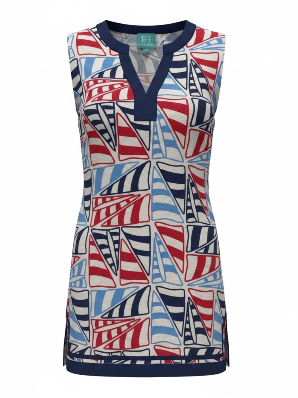 escapada Blue-Trim Nautical Sail Print Tunic
